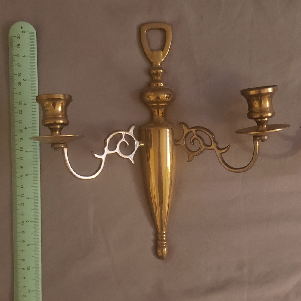 Brass Candleabra Sconces - Picture 2 of 4